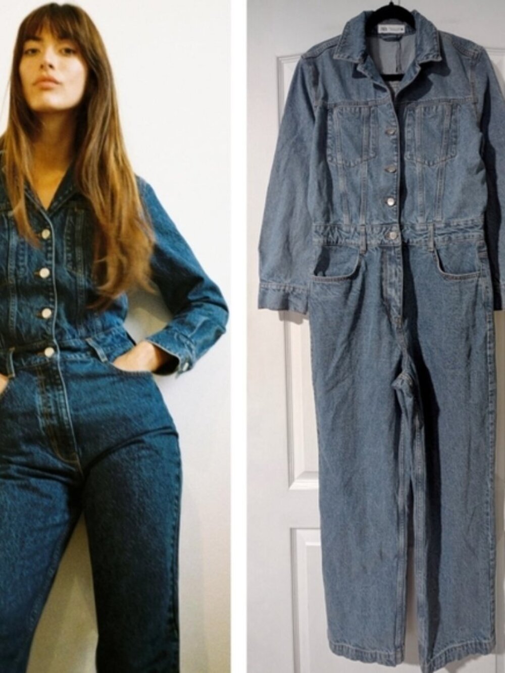 NEW Zara | Z1975 Long Denim Jumpsuit In Light Indigo